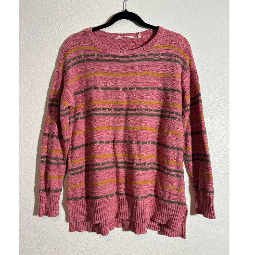 Soft Surroundings Size S Pink Lisabetta Striped Sweater Pullover Knit Cozy